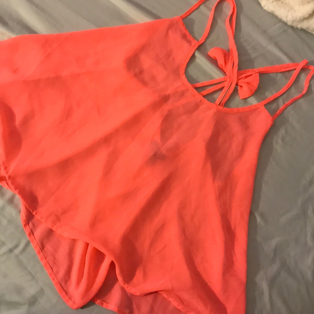 bright coral pink shirt